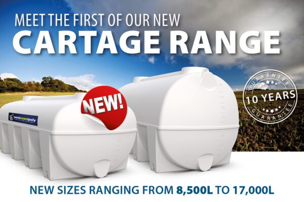 West Coast Poly New Cartage Tanks - Sizes ranging from 8,500L to 17,000L - Water / Liquid Fertiliser Cartage
