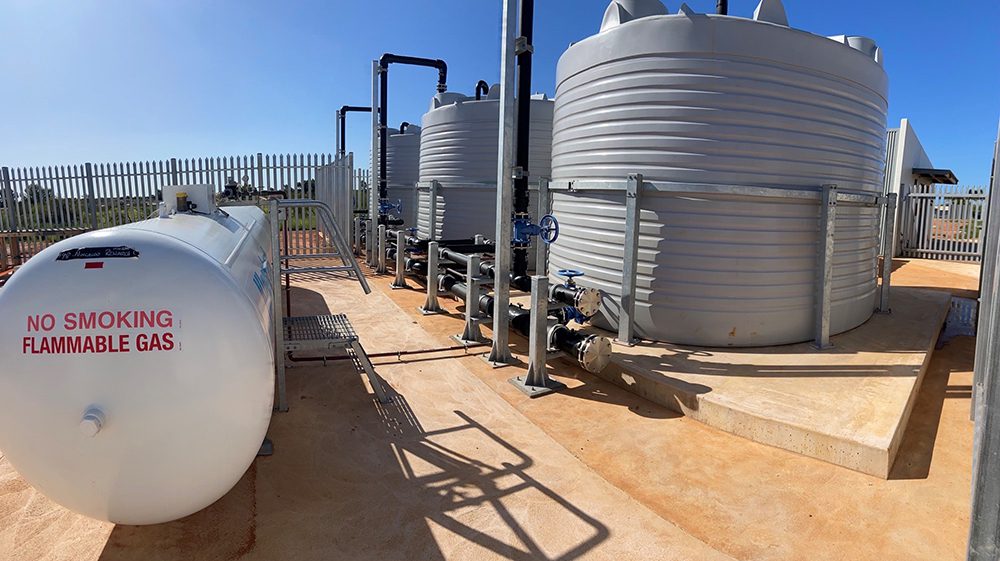x L tanks for seawater storage with restraint rings for Region D cyclone compliance Exmouth Research Station May