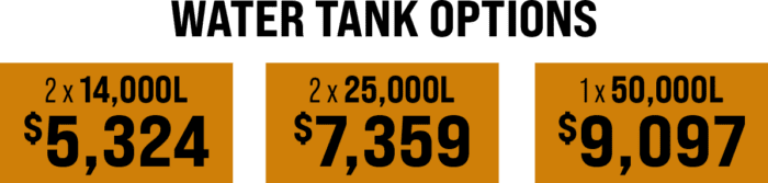West Coast Poly Water Tank Promotion Options