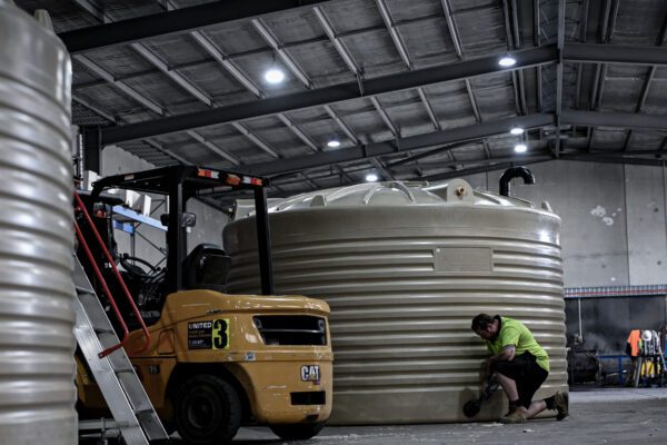 Process water tanks for concrete supplier