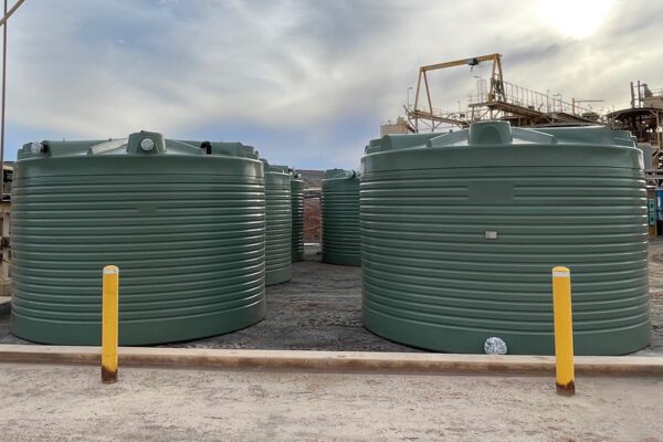 Raw water tanks on site at gold mine in kalgoorlie