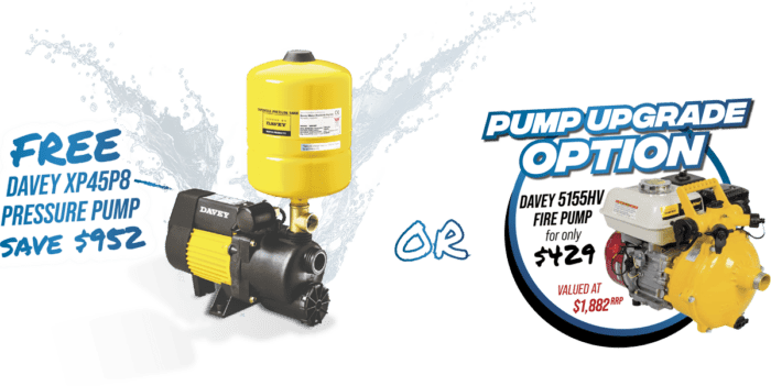 Free Pump Offer - West Coast Poly -Davey Pump + Upgrade Option