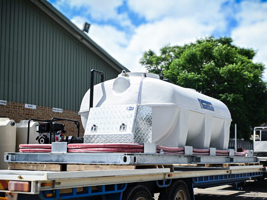 Custom Water Cartage Tank On Skid Frame With Diesel Pump For Mine Site